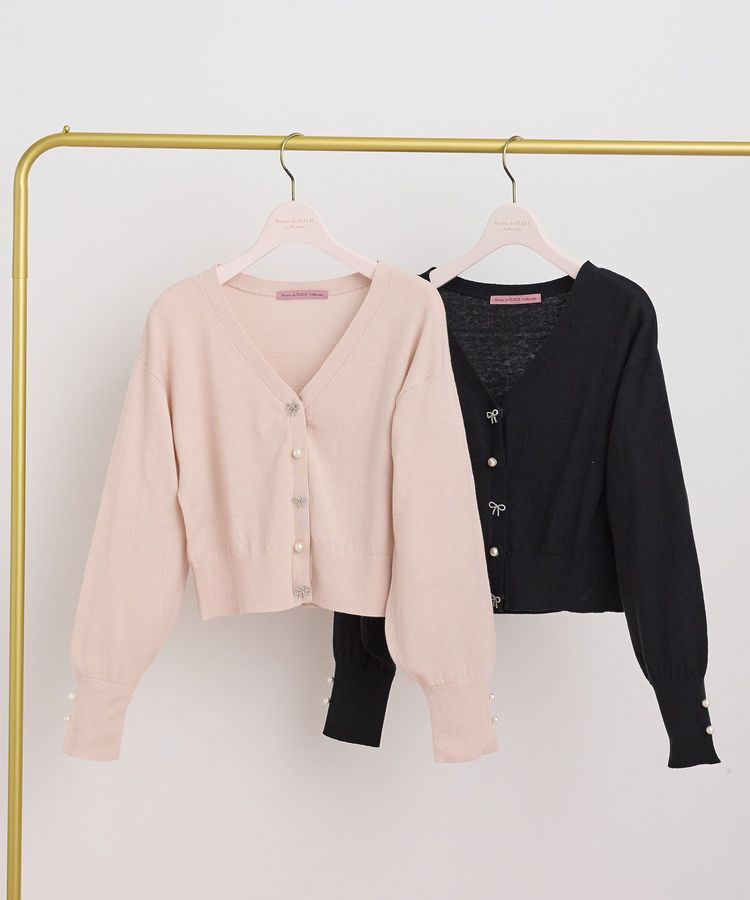 Maison de FLEUR Petite Robe「ビジューリボンカーディガン」|カーディガン|