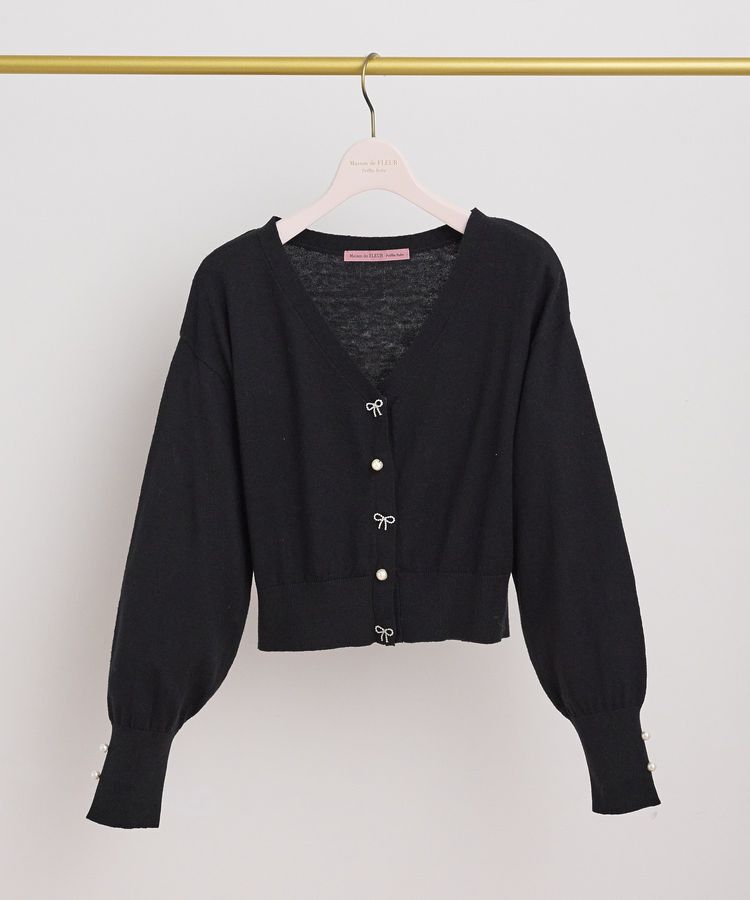 Maison de FLEUR Petite Robe「ビジューリボンカーディガン」|カーディガン|