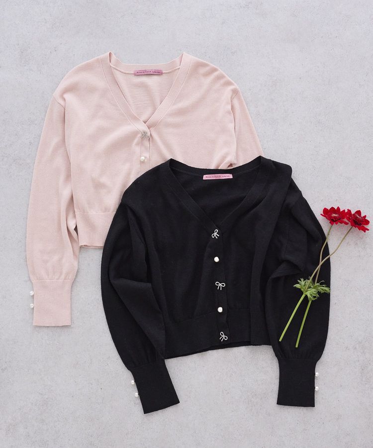 Maison de FLEUR Petite Robe「ビジューリボンカーディガン」|カーディガン|