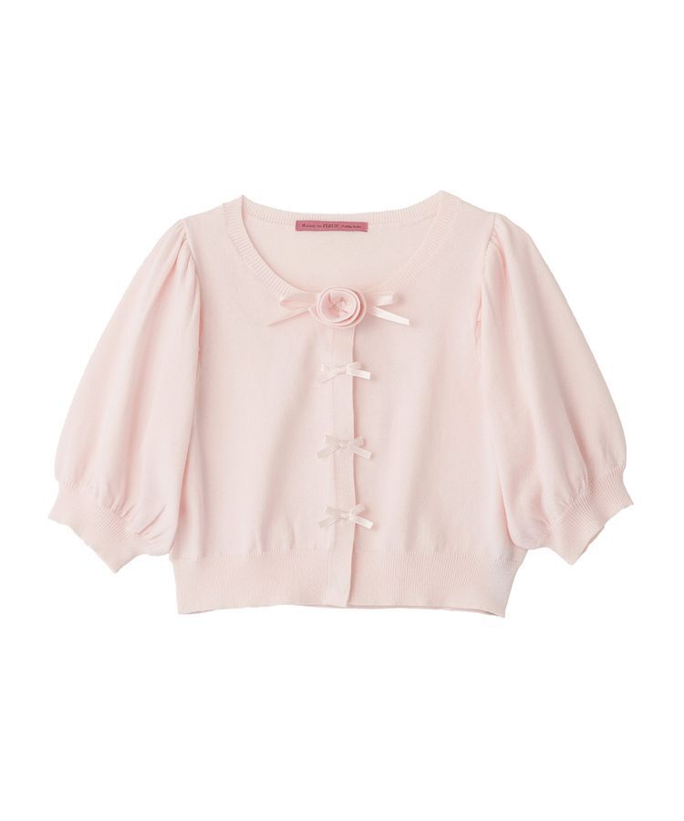 Maison de FLEUR Petite Robe「ローズニット半袖カーディガン」|カーディガン|