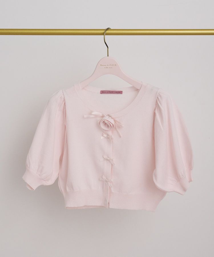 Maison de FLEUR Petite Robe「ローズニット半袖カーディガン」|カーディガン|