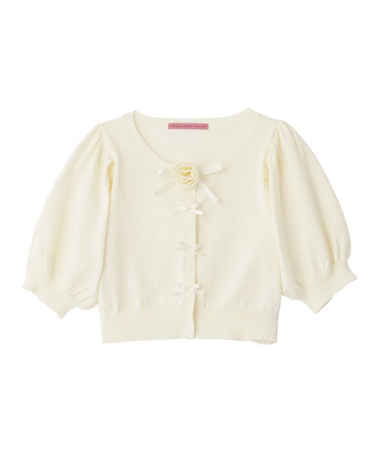 Maison de FLEUR Petite Robe「ローズニット半袖カーディガン」|カーディガン|