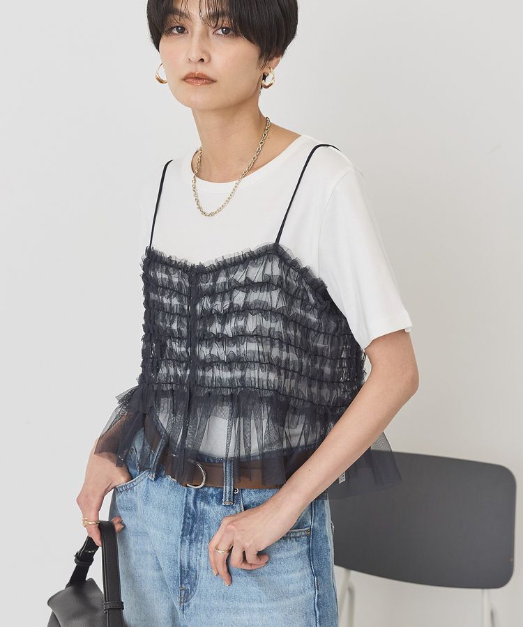AMERICAN HOLIC「【2点セット】半袖Tシャツ＋チュールビスチェ」|Tシャツ・カットソー|