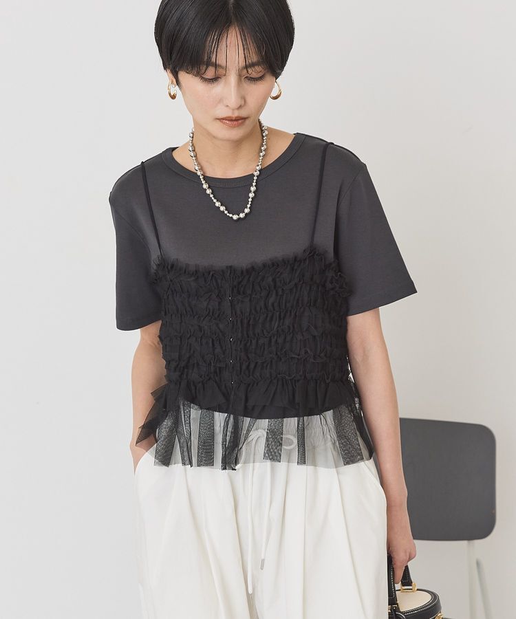 AMERICAN HOLIC「【2点セット】半袖Tシャツ＋チュールビスチェ」|Tシャツ・カットソー|