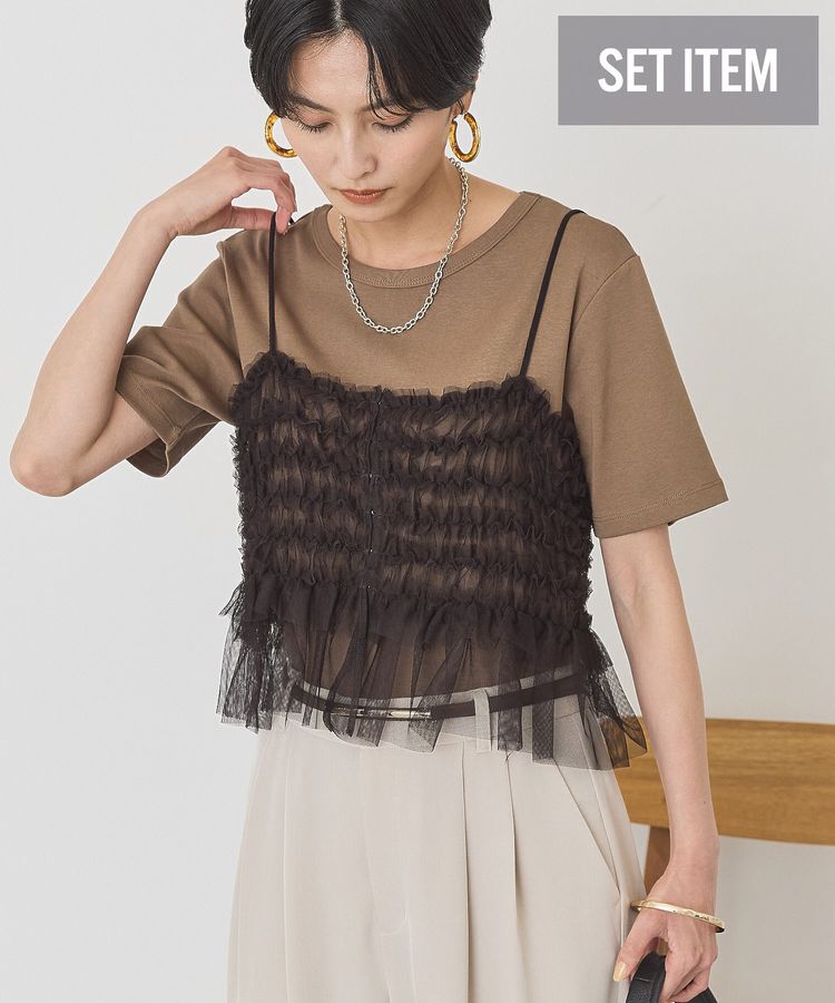 AMERICAN HOLIC「【2点セット】半袖Tシャツ＋チュールビスチェ」|Tシャツ・カットソー|Mocha