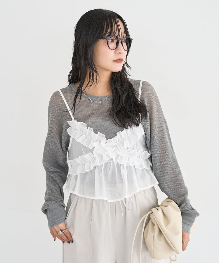 Green Parks「【WEB限定】SET2点フリルビスチェ+シャツチュニックⅡ」|シャツ・ブラウス|