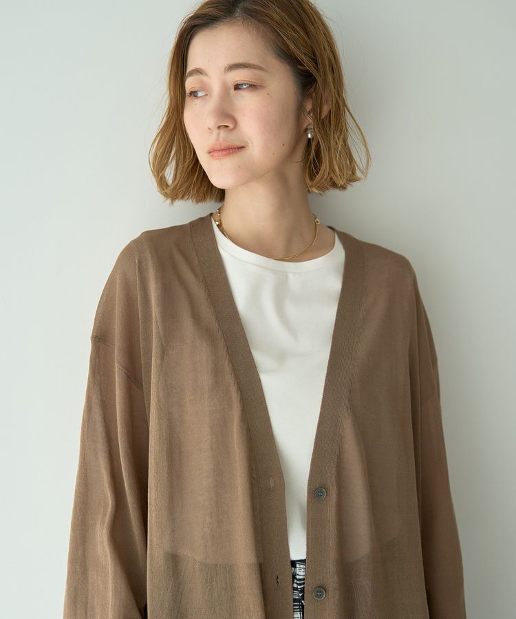 YECCA VECCA「シアーニットロング丈カーディガン」|カーディガン|
