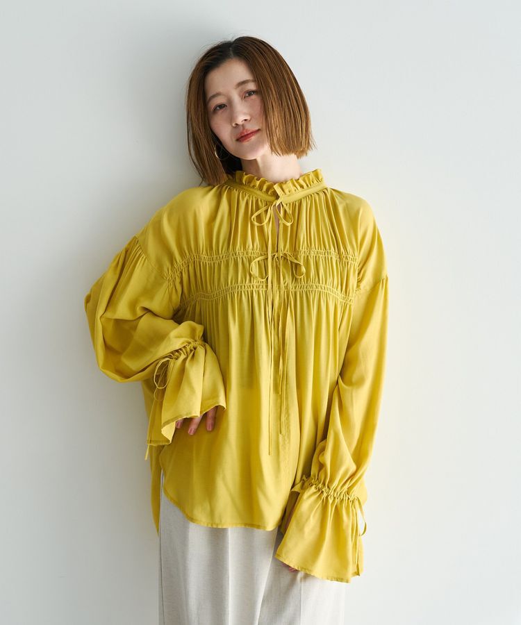 Editt by YECCA VECCA「シャーリングギャザーリボンブラウス」|シャツ・ブラウス|