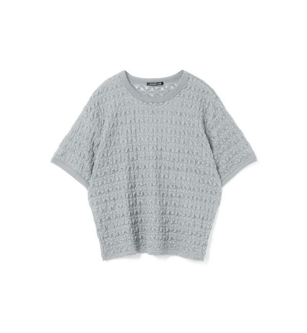 mizuiro ind「mizuiro ind ストレッチレースクルーネックTシャツ」|Tシャツ・カットソー|グレー