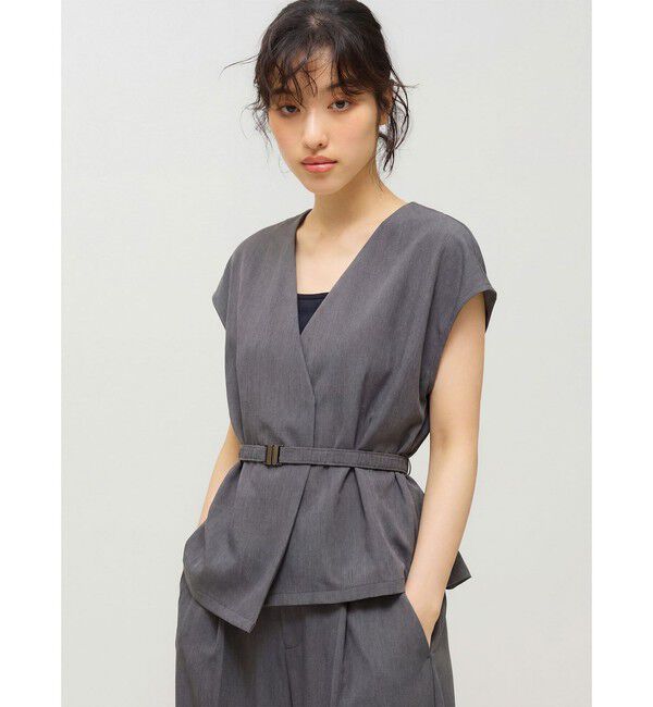 MIDIUMISOLID「MIDIUMISOLID for Ladies ノーカラージレ」|ベスト・ジレ|グレー