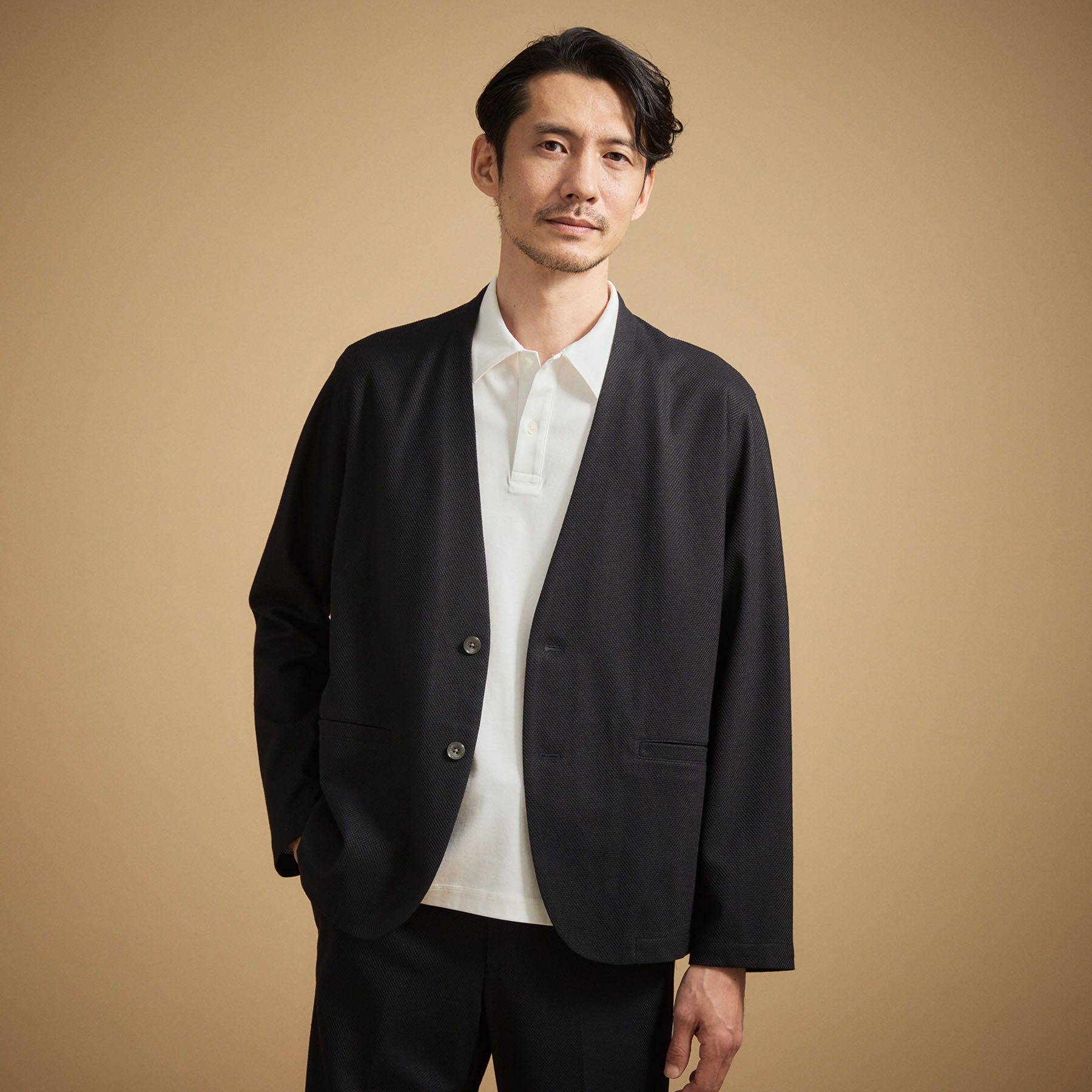 TAKEO KIKUCHI「【抗菌防臭】バーズアイメッシュノーカラージャケット」|カーディガン|