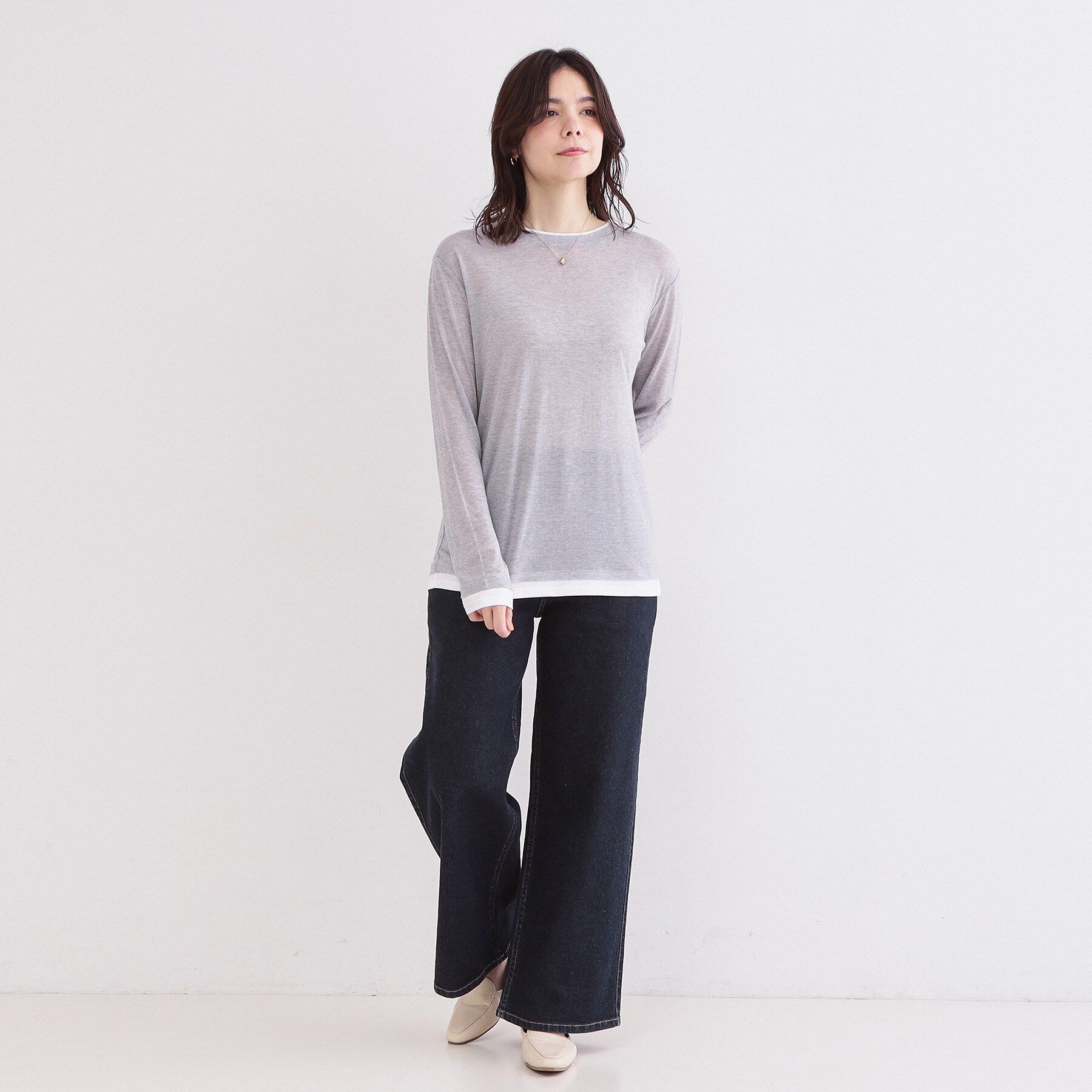 OPAQUE.CLIP「配色レイヤードロングスリーブTシャツ【洗える】」|Tシャツ・カットソー|