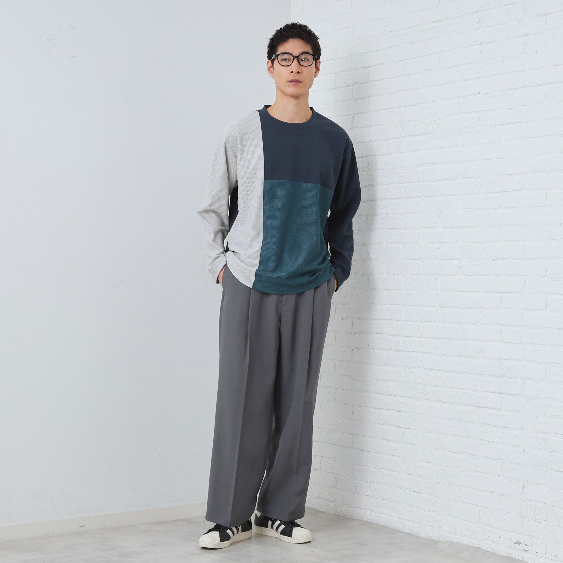 THE SHOP TK「【ちょうどいいカジュアル】パネルブロッキング長袖Tシャツ」|Tシャツ・カットソー|