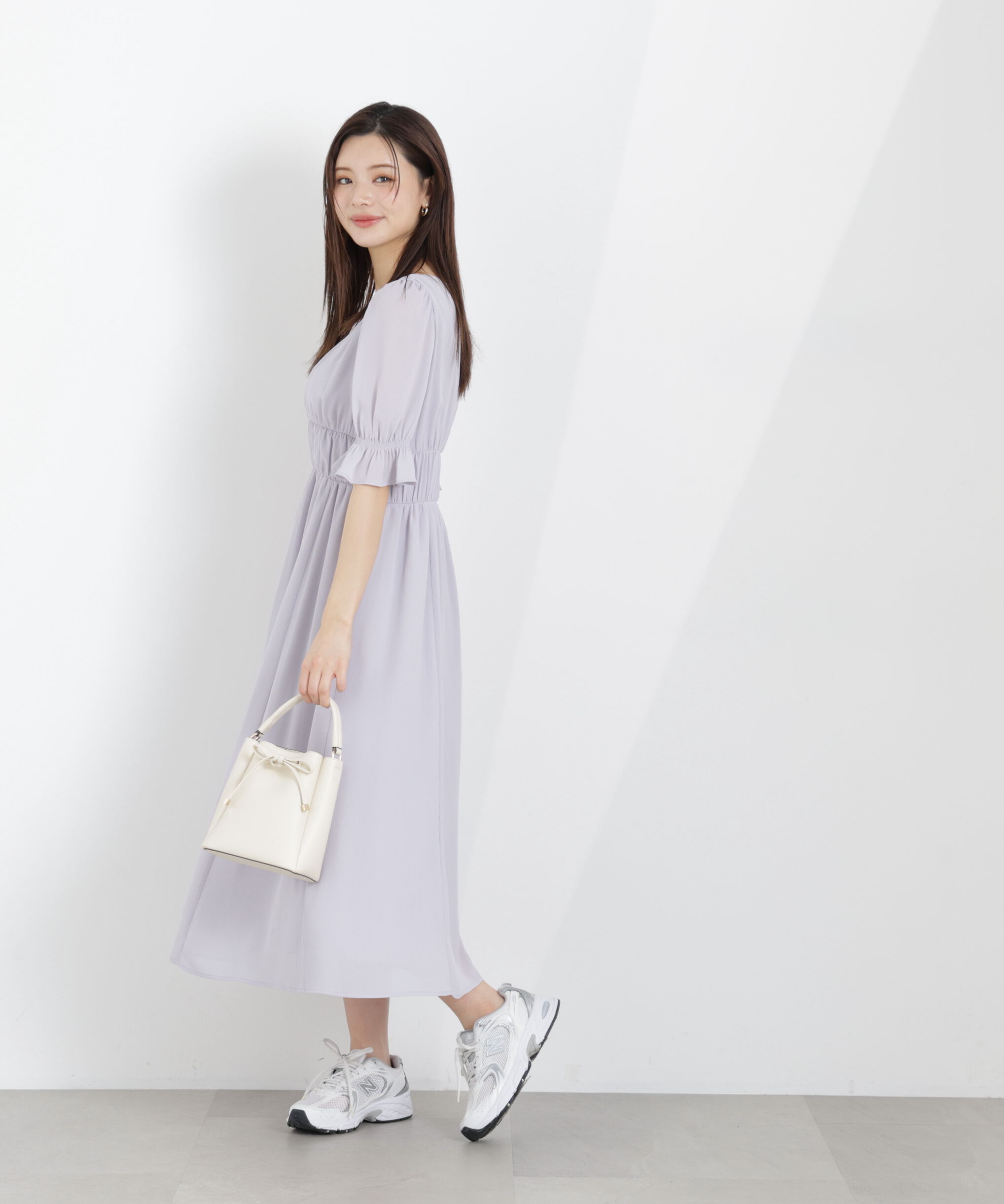PROPORTION BODY DRESSING「シフォン楊柳ギャザーワンピース　26SS」|ワンピース|