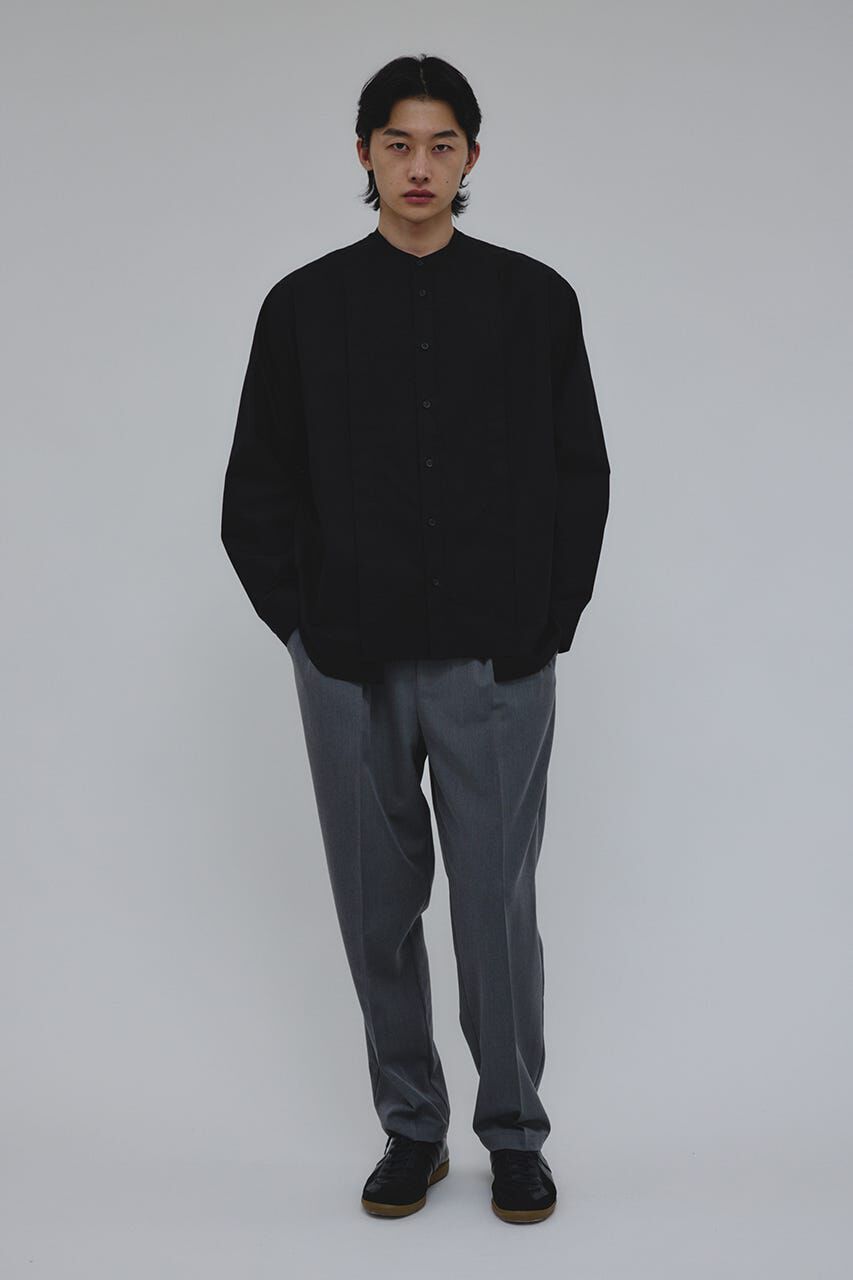 STYLEMIXER「タックデザインノーカラーシャツ」|シャツ・ブラウス|BLK