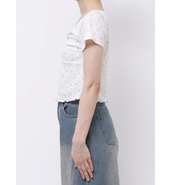 CALNAMUR「PETIT FLOWER RIBBON TSHIRTS/小花柄リボンTシャツ」|Tシャツ・カットソー|