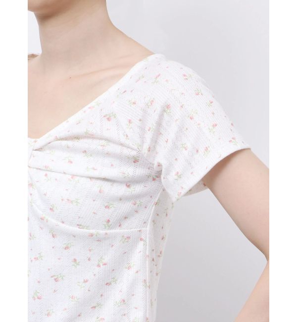 CALNAMUR「PETIT FLOWER RIBBON TSHIRTS/小花柄リボンTシャツ」|Tシャツ・カットソー|