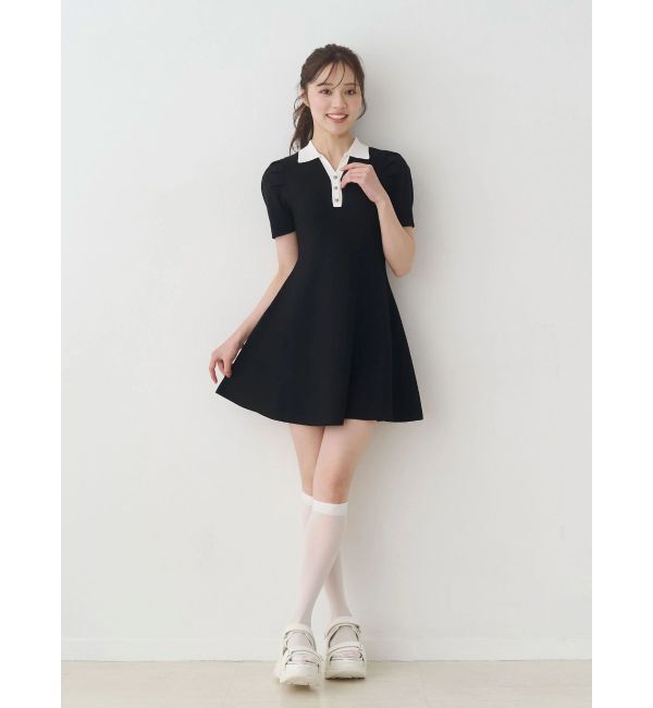 MERCURYDUO「バイカラースキッパーフレアミニワンピース」|ワンピース|