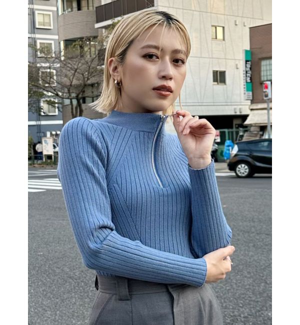 MURUA「ハーフジップリブニット」|ニット・セーター|
