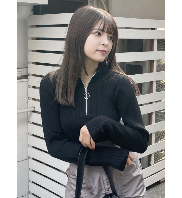MURUA「ハーフジップリブニット」|ニット・セーター|