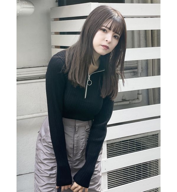 MURUA「ハーフジップリブニット」|ニット・セーター|