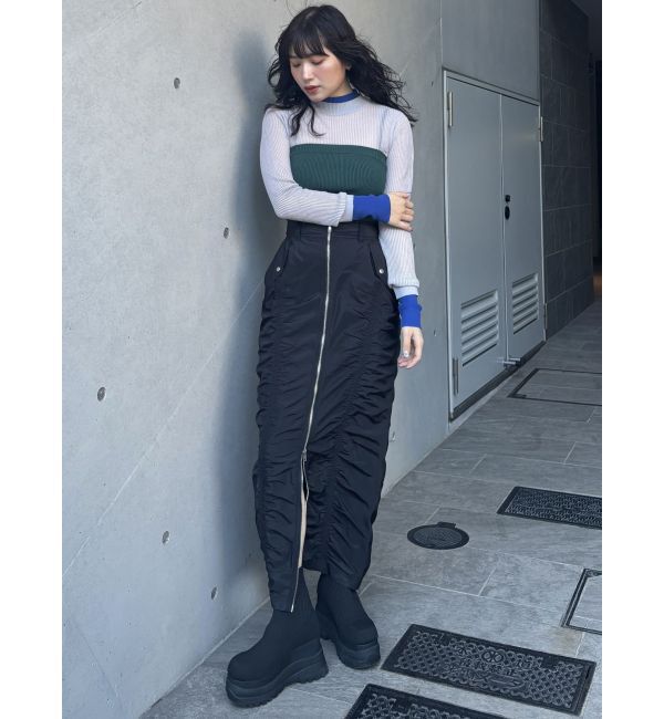 MURUA「ファスナースリットギャザースカート」|スカート|