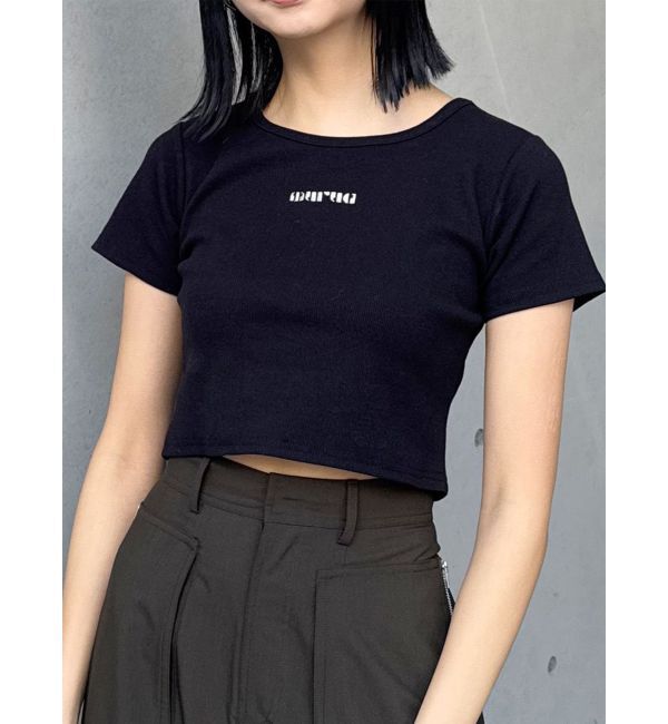 MURUA「テレコロゴクロップドT」|Tシャツ・カットソー|ブラック