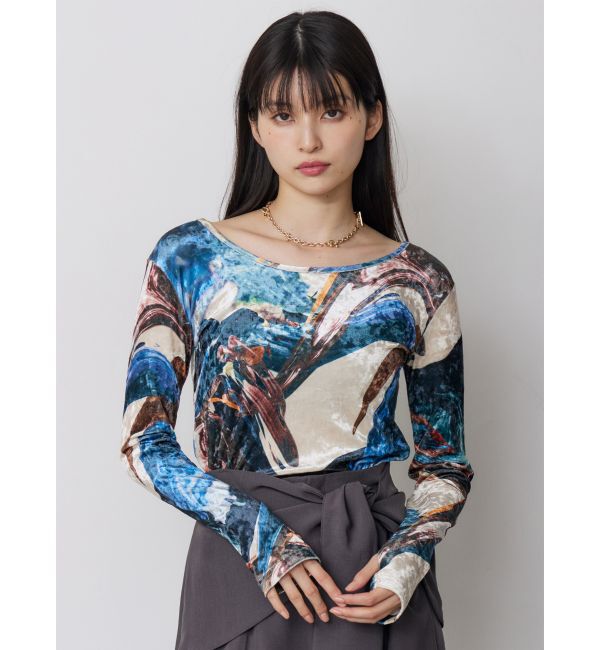 MURUA「ニュアンスプリントベロアトップス」|Tシャツ・カットソー|