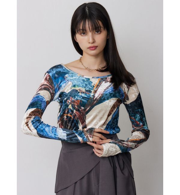 MURUA「ニュアンスプリントベロアトップス」|Tシャツ・カットソー|
