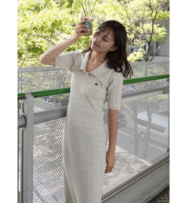 LAGUNAMOON「【POLO BCSコラボ】カラーネックメランジケーブルニットワンピース」|ワンピース|ベージュ