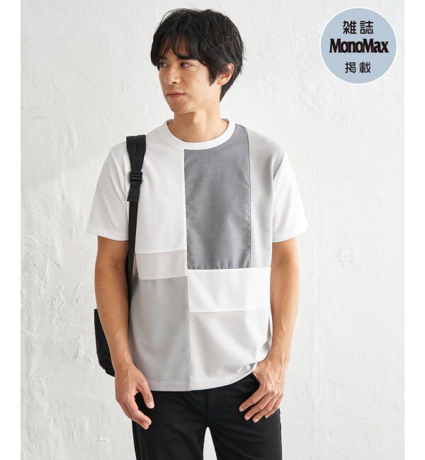 ikka「【雑誌MonoMax5月号掲載】ブロックス冷感切り替えTシャツ「小泉孝太郎さん着用モデル」」|Tシャツ・カットソー|ホワイト