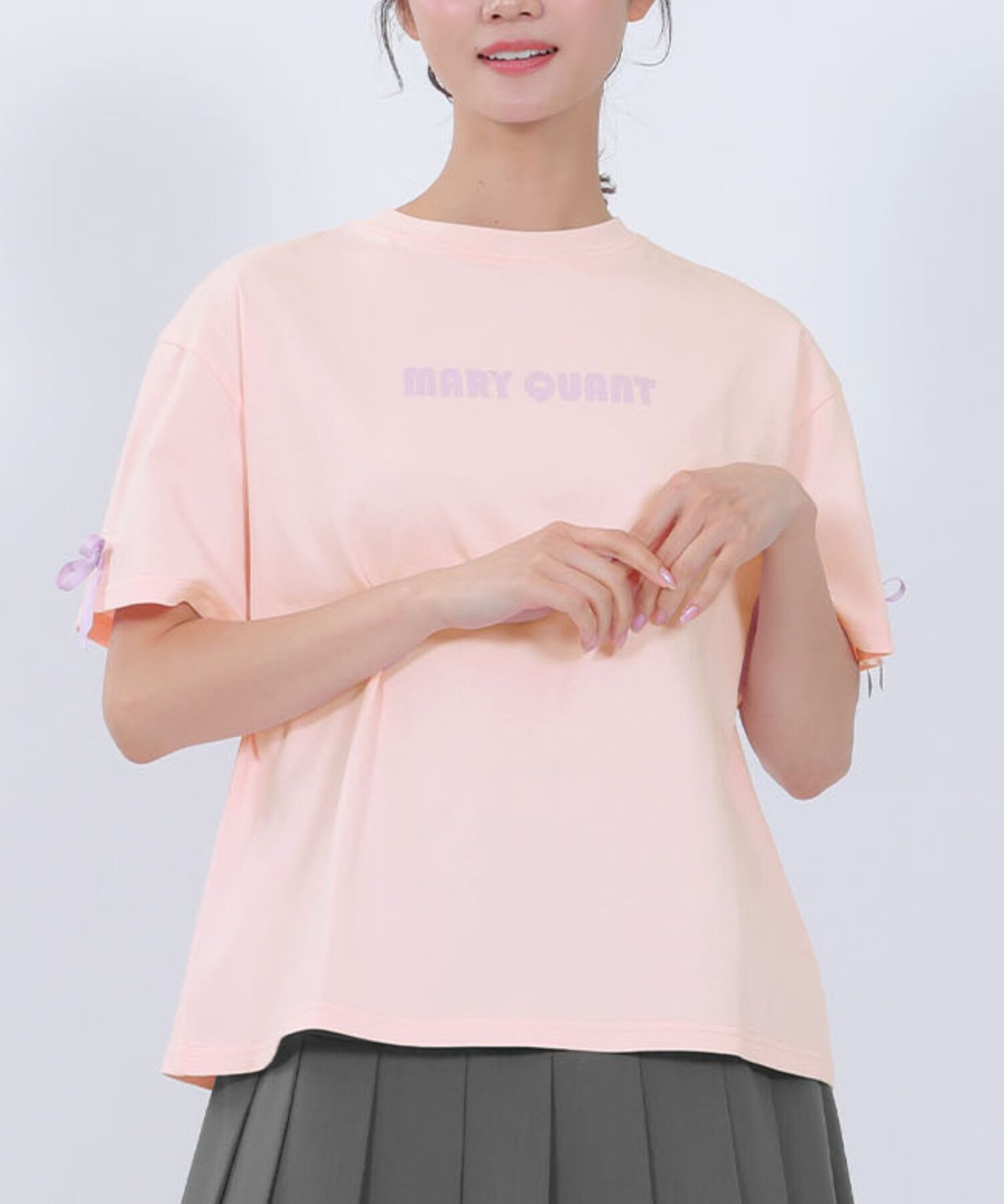 MARY QUANT「リボンロゴビッグ Tシャツ」|Tシャツ・カットソー|ピンク