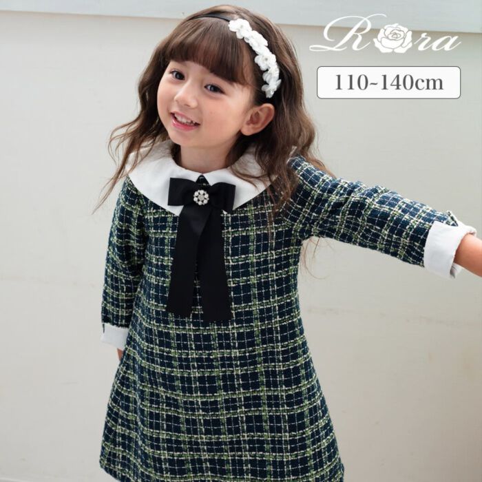 BACKYARD FAMILY「Rora ワンピース 通販 パハリータ ブローチ付きワンピース 子供服 ワンピ 長袖」|その他|