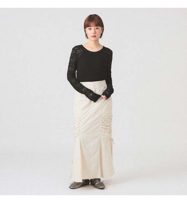 Ray BEAMS 「ジャカード レース クルーネック Tシャツ」|Tシャツ・カットソー|