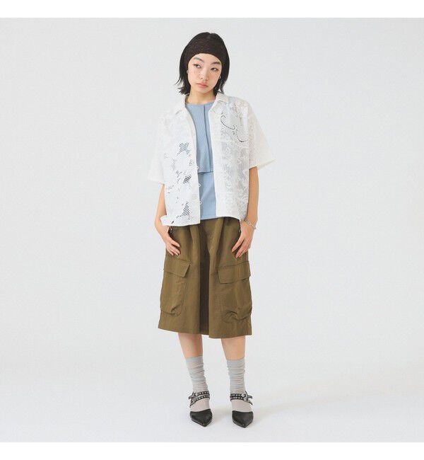Ray BEAMS 「レース パッチワーク ハーフスリーブ  シャツ」|シャツ・ブラウス|