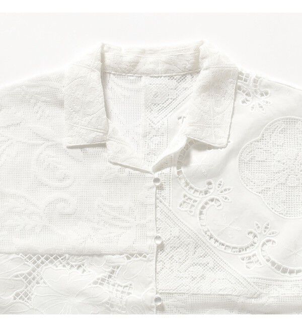 Ray BEAMS 「レース パッチワーク ハーフスリーブ  シャツ」|シャツ・ブラウス|
