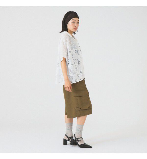 Ray BEAMS 「レース パッチワーク ハーフスリーブ  シャツ」|シャツ・ブラウス|