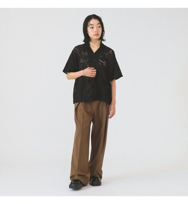 Ray BEAMS 「レース パッチワーク ハーフスリーブ  シャツ」|シャツ・ブラウス|