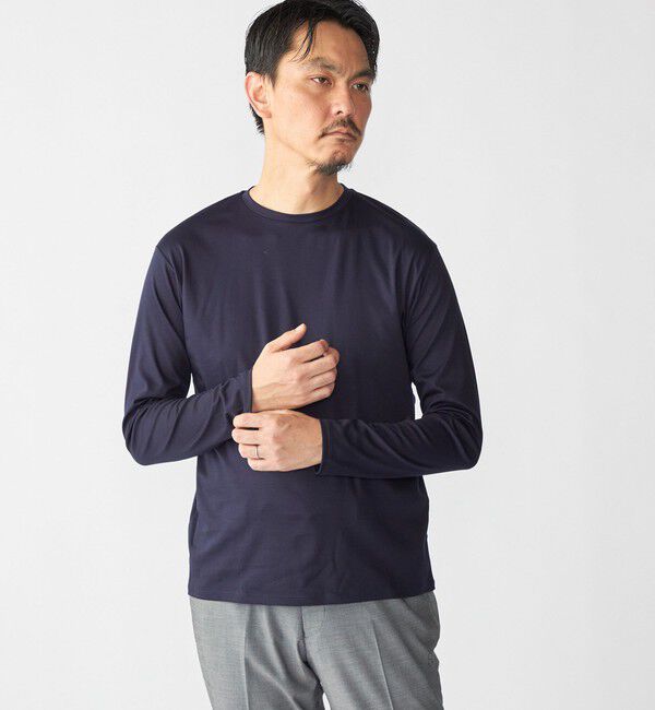SHIPS「SHIPS: I Cotoni di Albini クルーネック ロングスリーブ Tシャツ」|Tシャツ・カットソー|ネイビー