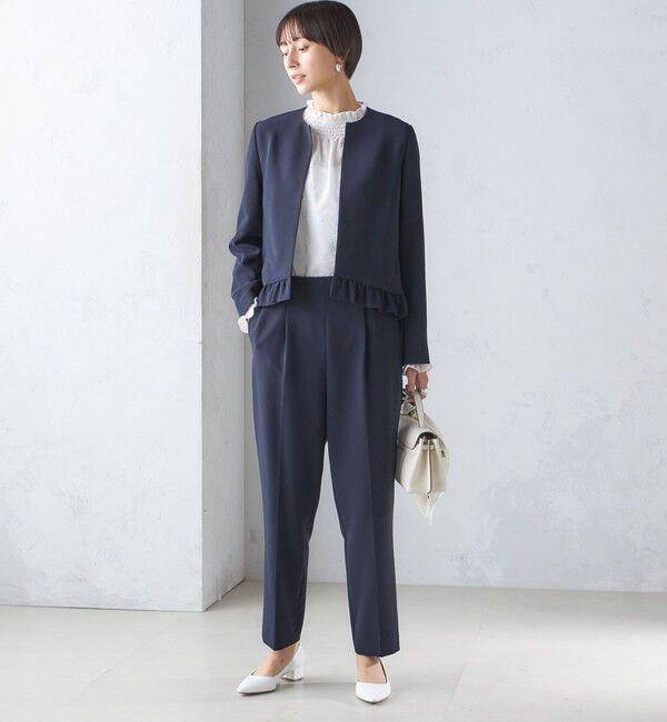 SHIPS for women「〈手洗い可能〉トリアセテート混 裾 フリル ジャケット（セットアップ対応）」|ノーカラージャケット|