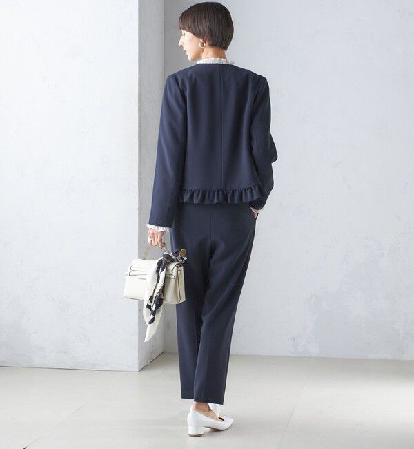 SHIPS for women「〈手洗い可能〉トリアセテート混 裾 フリル ジャケット（セットアップ対応）」|ノーカラージャケット|