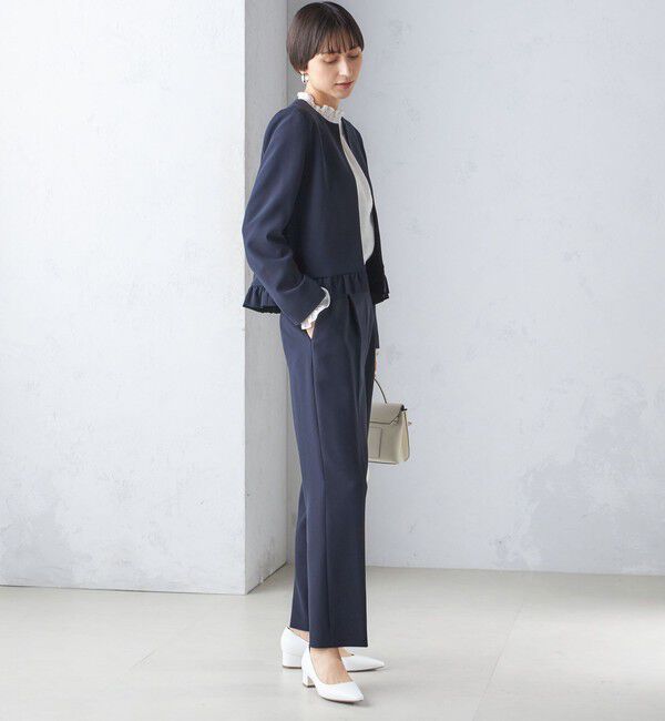 SHIPS for women「〈手洗い可能〉トリアセテート混 裾 フリル ジャケット（セットアップ対応）」|ノーカラージャケット|