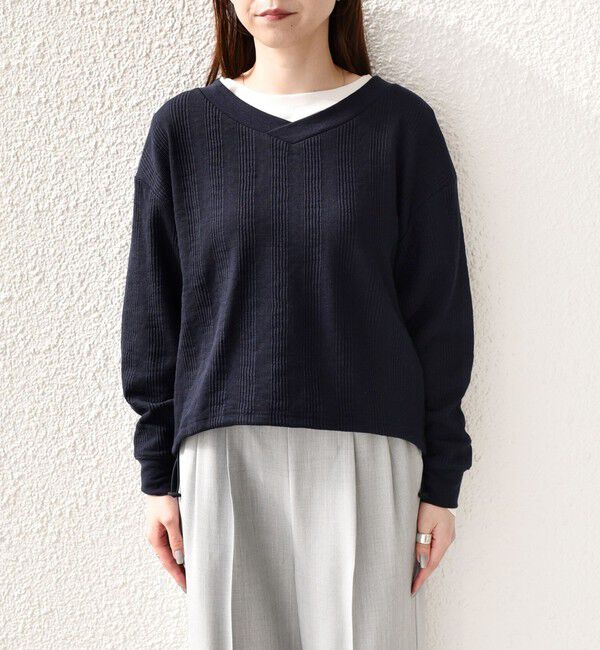 SHIPS Colors 「SHIPS Colors:〈手洗い可能〉変形ワッフル Vネック プルオーバー」|Tシャツ・カットソー|