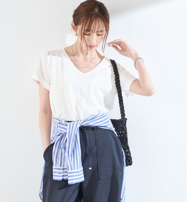 SHIPS Colors 「SHIPS Colors:〈汗染み防止・手洗い可能〉Vネック Tシャツ」|Tシャツ・カットソー|オフホワイト
