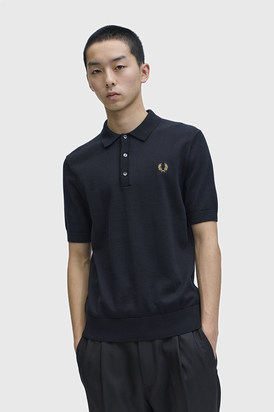 FRED PERRY 「Cotton Knitted Polo Shirt」|ポロシャツ|BLACK