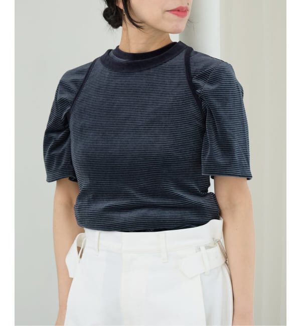IENA LA BOUCLE「《予約》IENA LA BOUCLE ベロアボーダータンクトップ」|タンクトップ|