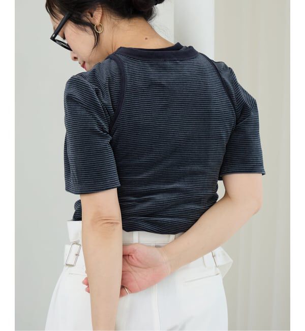 IENA LA BOUCLE「《予約》IENA LA BOUCLE ベロアボーダータンクトップ」|タンクトップ|