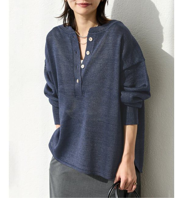 JOURNAL STANDARD「テープヤーンヘンリープルオーバー」|ニット・セーター|ネイビー