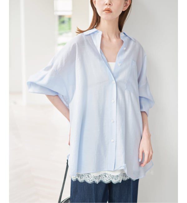 U by SPICK&SPAN「リネンコンエアリーローンオーバーシャツ」|シャツ・ブラウス|