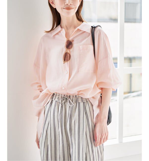 U by SPICK&SPAN「リネンコンエアリーローンオーバーシャツ」|シャツ・ブラウス|